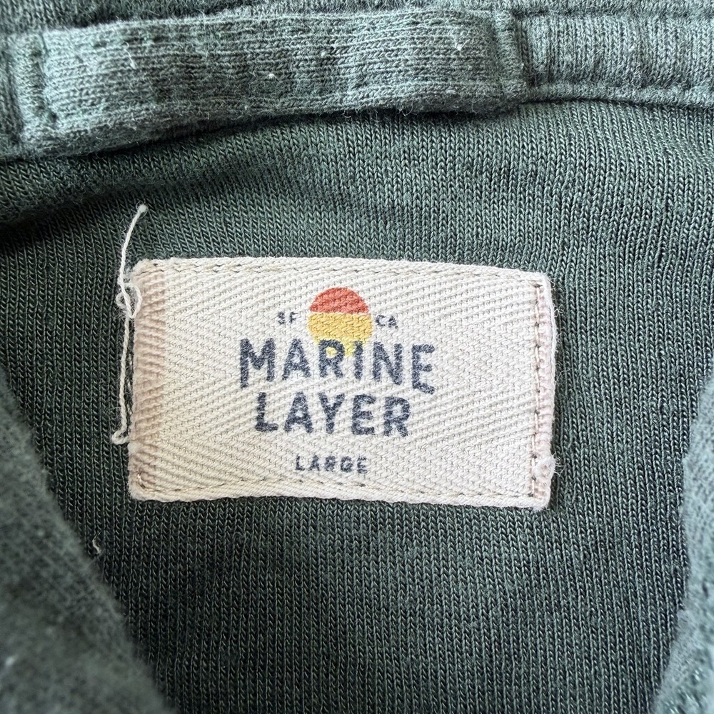 Marine Layer Pullover Shirt Hoodie Lightweight Teal Men's Size Large - Picture 6 of 8
